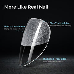 TOMICCA press-on application on natural nail demonstrating quick, clean salon result