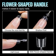 TOMICCA tip being glued onto natural nail demonstrating quick application
