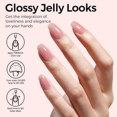 TOMICCA brush stroke on nail showing smooth texture and streak-free finish benefit