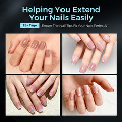 TOMICCA clear extra short square tips close-up highlighting texture