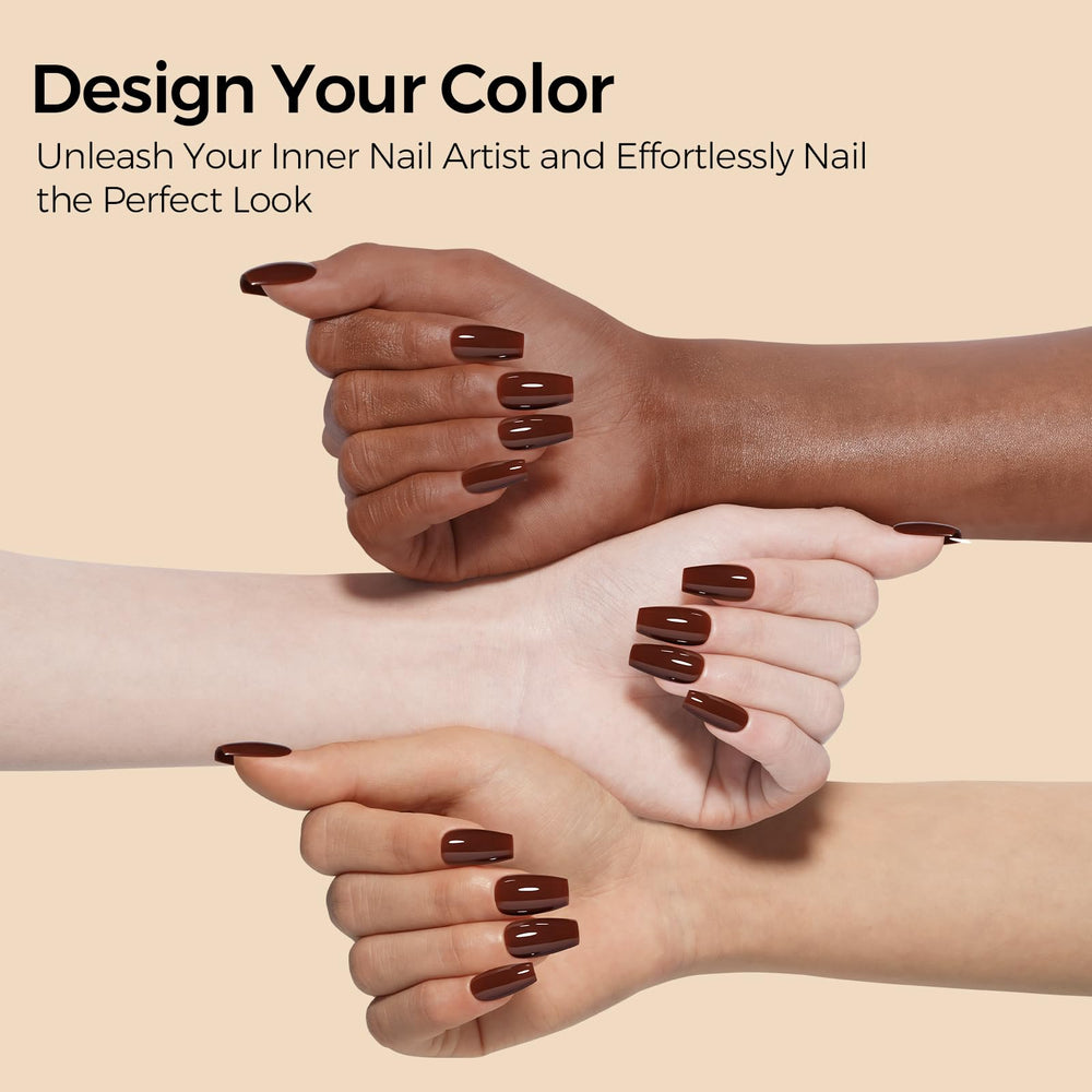 TOMICCA dark brown used in nail art with pearls and matte contrast