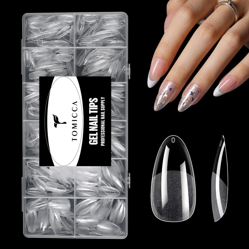 TOMICCA front packaging showing 240 almond tips and brand convenience