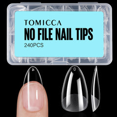 TOMICCA front packaging showing medium almond tips and quantity benefit