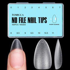 TOMICCA front packaging showing 450 pieces and almond shape benefit quick selection