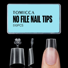 TOMICCA front packaging showing 510 short coffin tips and size variety for savings
