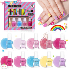 TOMICCA front packaging showing 10 colorful bottles and child-friendly design for safe play