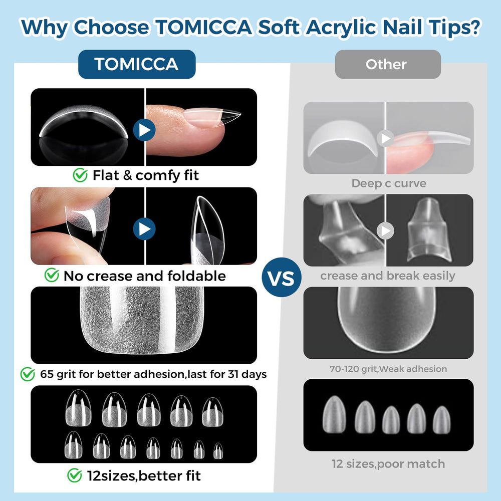 TOMICCA in-hand scale comparison demonstrating extra-short fit benefit