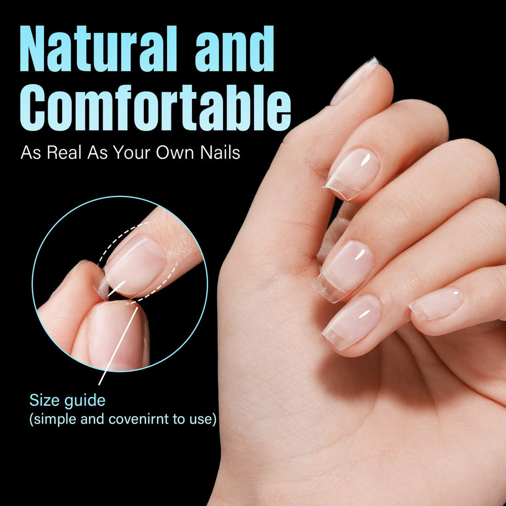 TOMICCA nails applied on hand demonstrating natural fit benefit