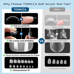 TOMICCA nails in use while typing showing everyday durability and comfort
