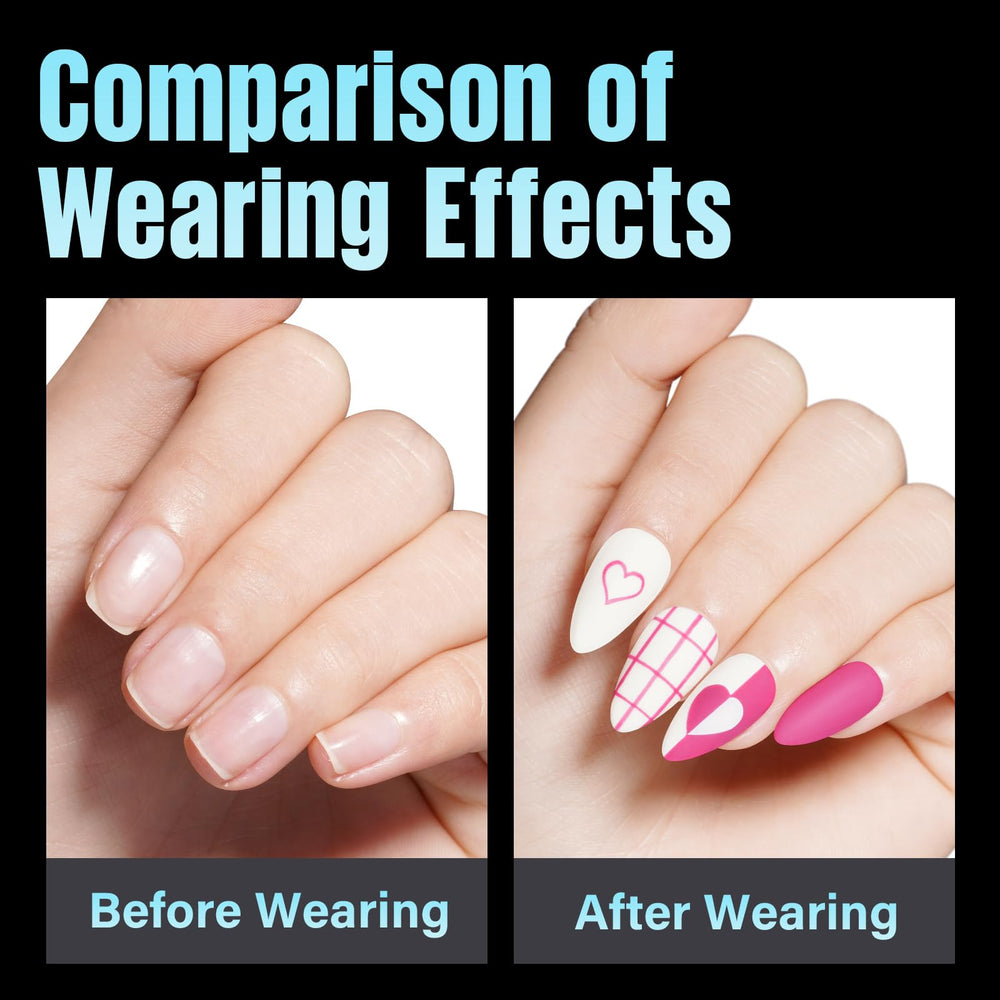 TOMICCA styled painted almond nails showing polish-ready finish benefit
