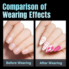 TOMICCA styled painted almond nails showing polish-ready finish benefit