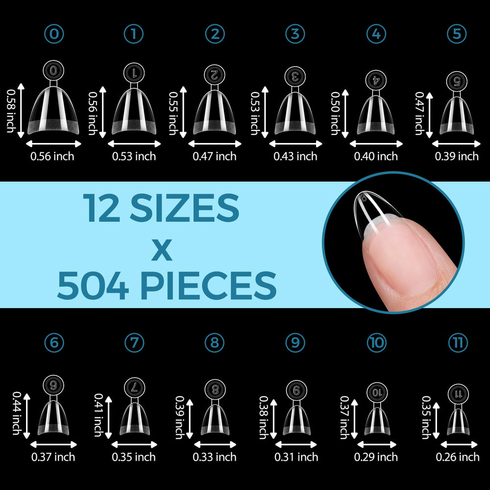 TOMICCA tips beside a hand to show scale and length options