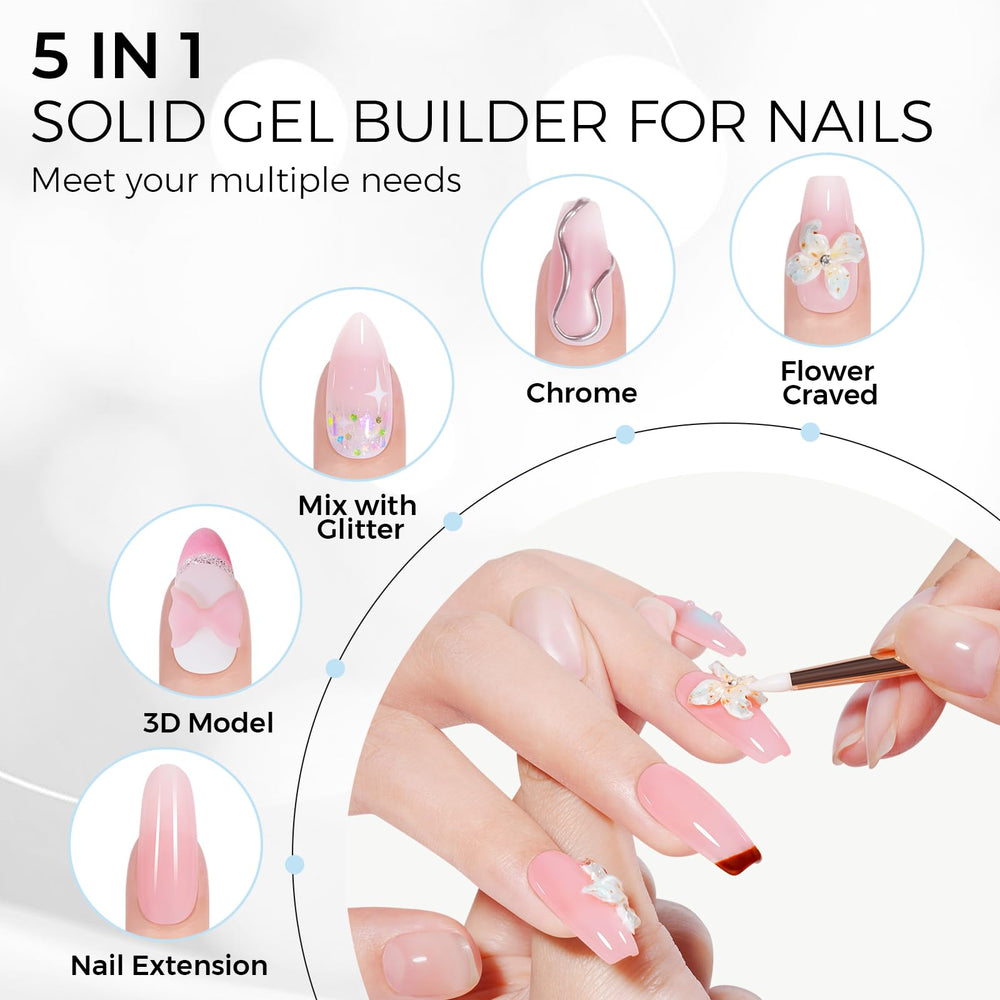TOMICCA gel size comparison with a finger model illustrating 50g quantity value