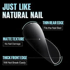 TOMICCA applied tips on nails demonstrating natural appearance