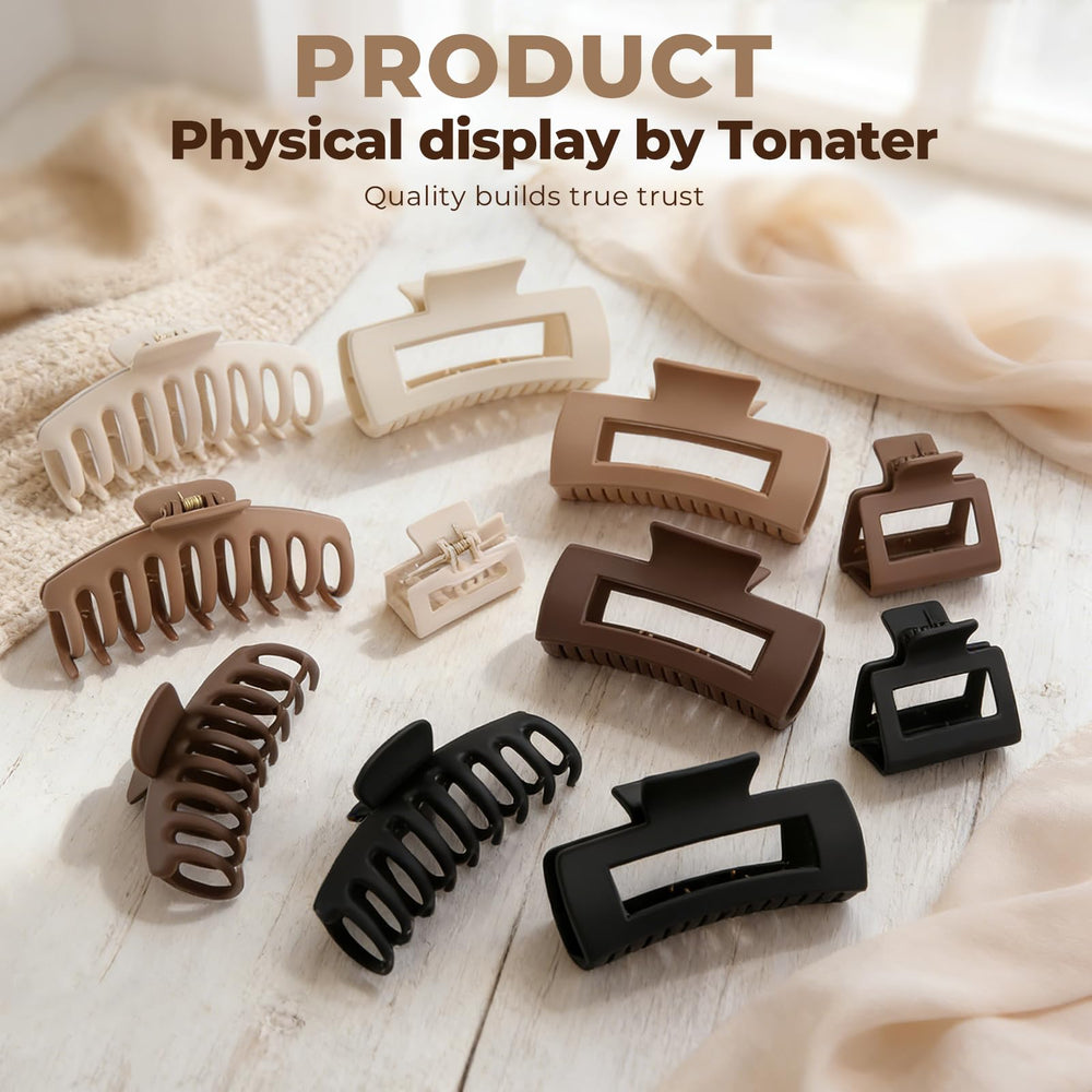 Tonater lifestyle image of woman wearing updo clip for effortless everyday elegance