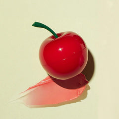 TONYMOLY cherry lip balm texture close-up showing glossy finish and smooth hydration