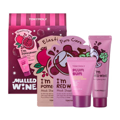 TONYMOLY front packaging of mulled wine mask set showcasing festive gift appeal