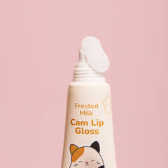 TONYMOLY frosted milk lip gloss applicator detail highlighting glossy finish and shine