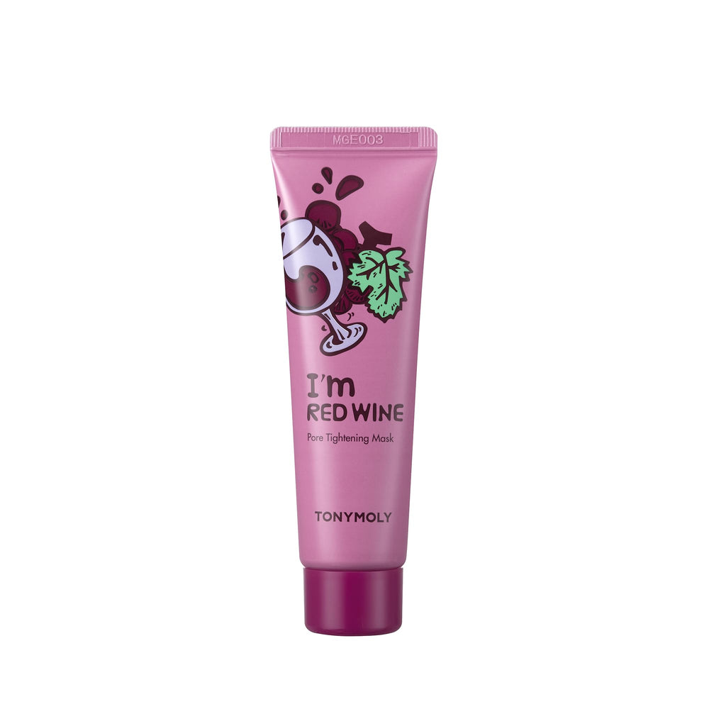 TONYMOLY red wine pore tightening mask jar open highlighting concentrated formula