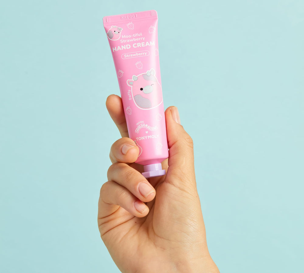 TONYMOLY hand cream texture swipe showing lightweight, non-greasy hydration