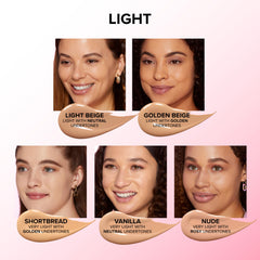 Too Faced applying concealer under eye to brighten and reduce darkness