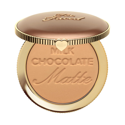 Too Faced front compact view showing sleek packaging and cocoa scent benefit