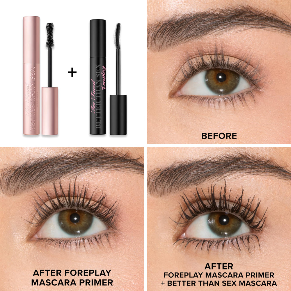 Too Faced Foreplay close-up of crescent double-arch brush for precise separation