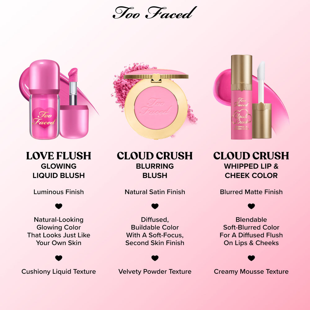 Too Faced model wearing Tequila Sunset showing natural glowing cheeks