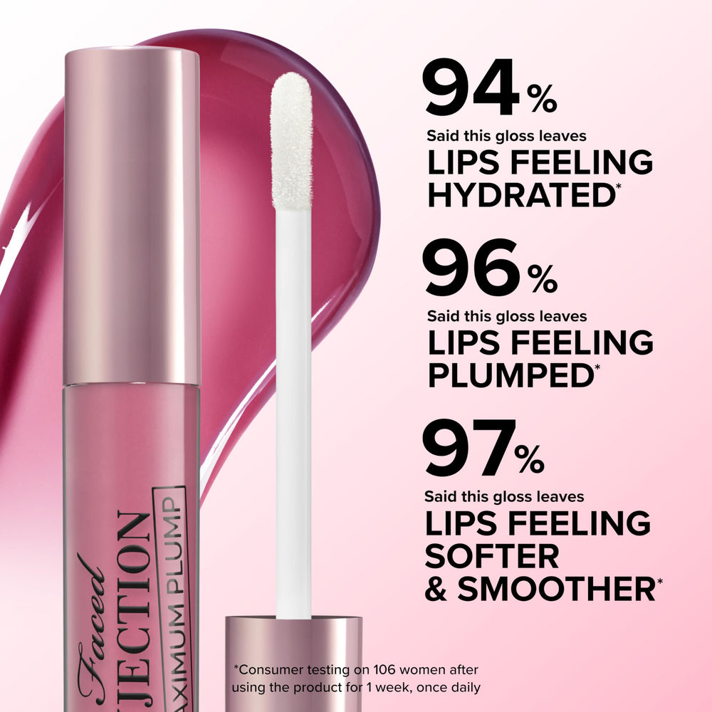 Too Faced before and after lips showing improved volume and hydration