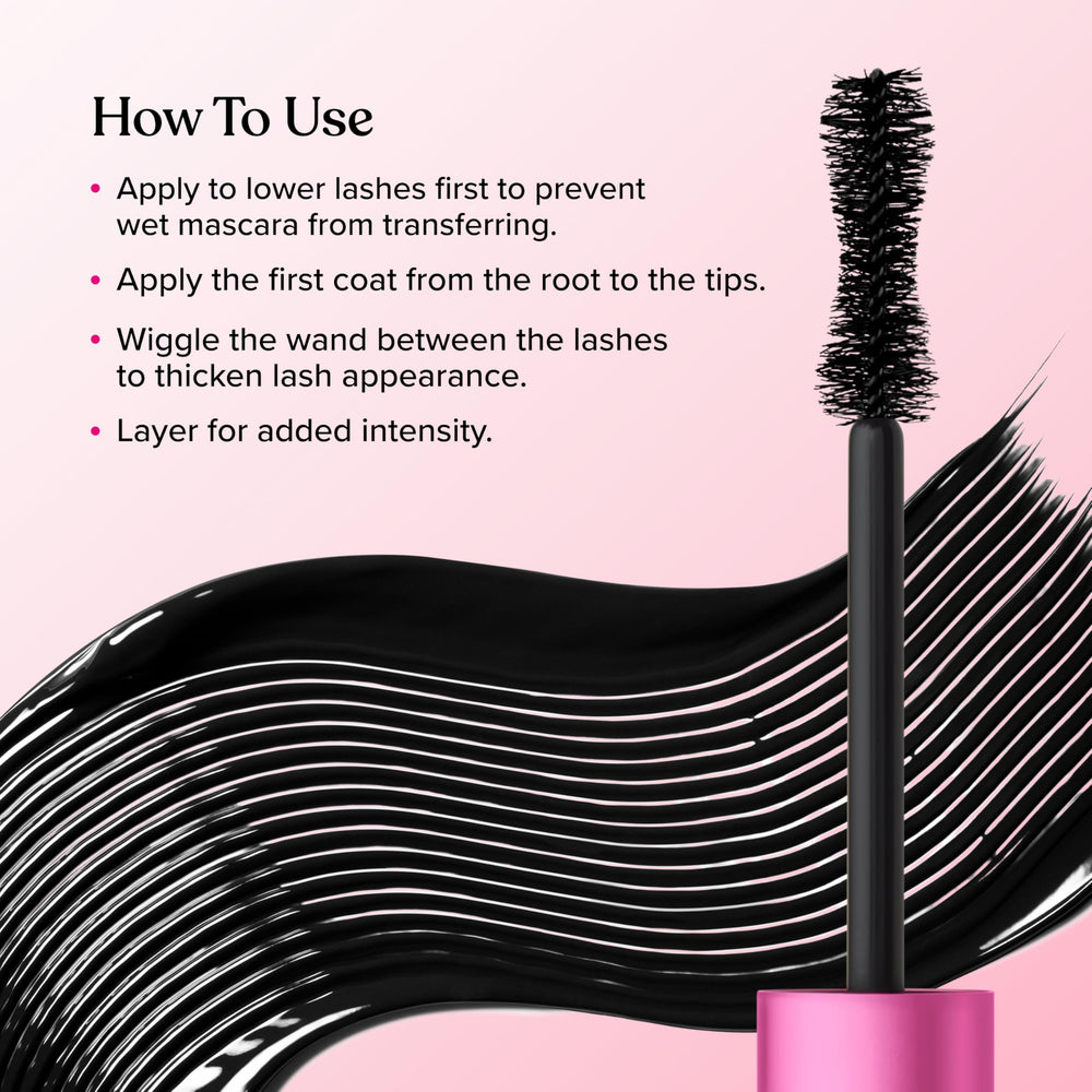 Too Faced texture swiped on white illustrating smooth, clump-free formula