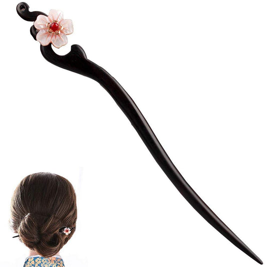 TOP SEWING ebony hair stick front view shows smooth polished finish and stability