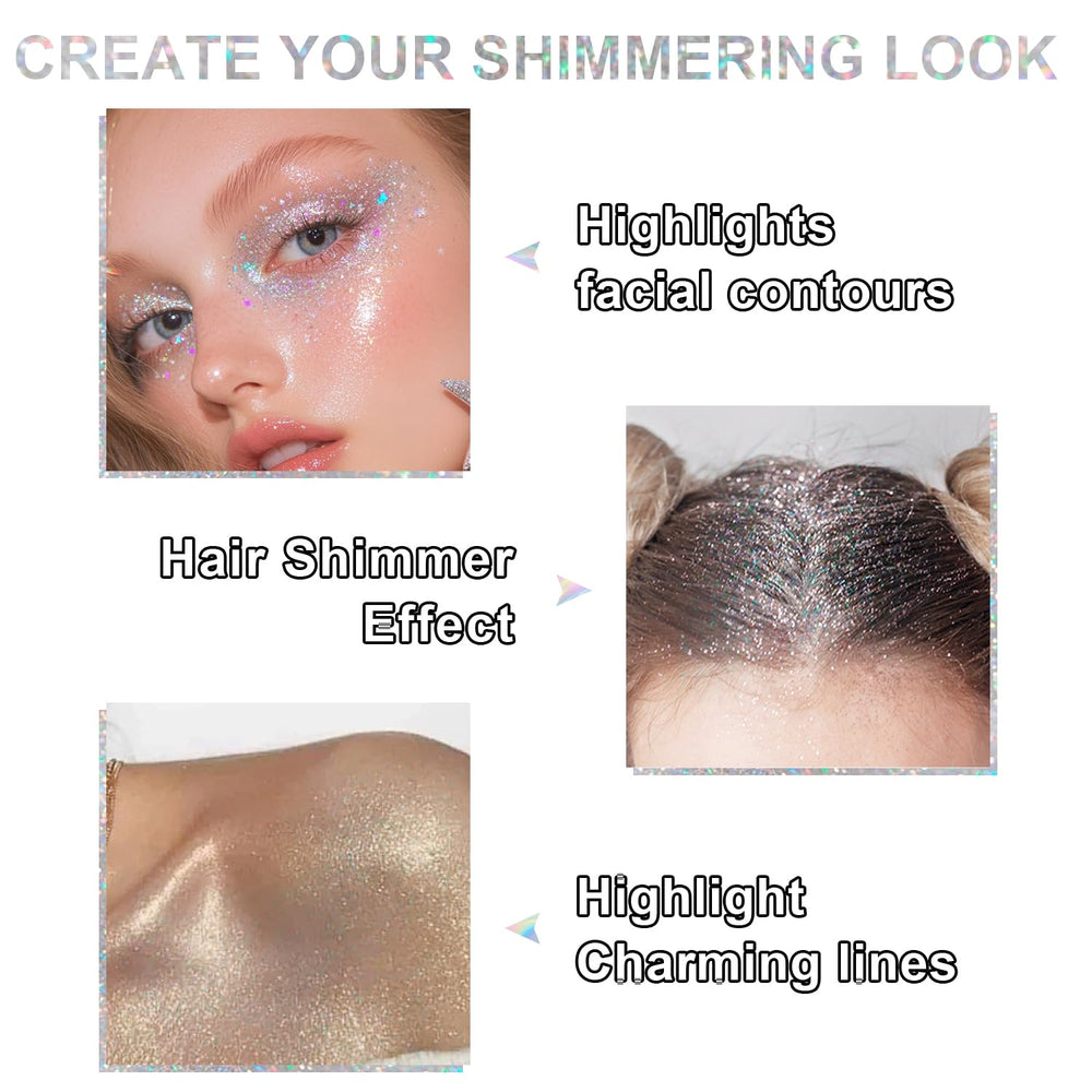 Topcent Glint-Rainbow used as face highlighter for luminous cheek and brow accent