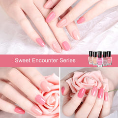 Tophany polish on fingernails in use showing quick-dry, neat finish benefit