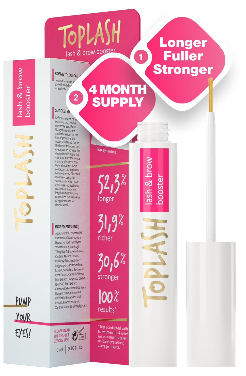 Toplash front packaging shows product and branding, inspires confidence