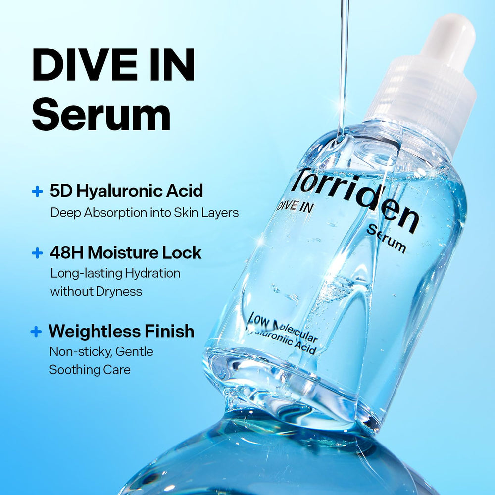 Torriden close-up dropper and watery serum texture for fast absorption