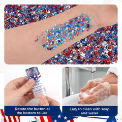 TOSOUATOP hair streak demo adding bold red, white and blue highlights