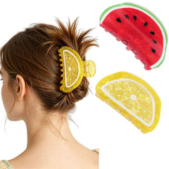Totelux front view of lemon and watermelon clips showing bright summer style and secure hold