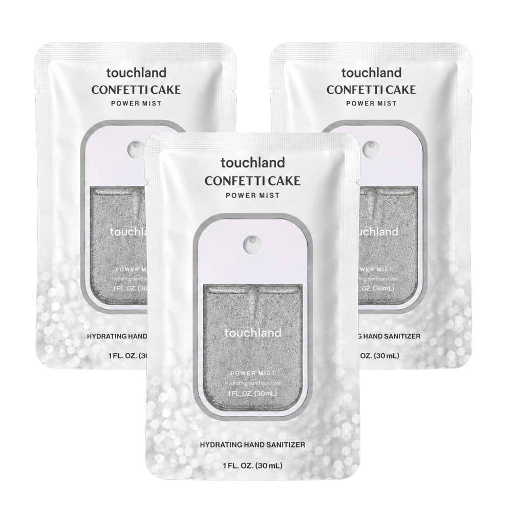 Touchland confetti cake front packaging, bright scent on-the-go