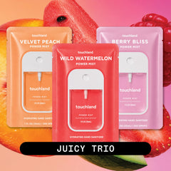 Touchland Wild Watermelon bottle close-up highlighting scent and moisturizing benefit