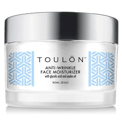 TOULON jar front view showing label and elegant packaging, conveys premium moisturizer