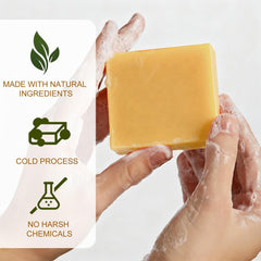 tovaginsh soap in hand showing size and easy handling for daily body use
