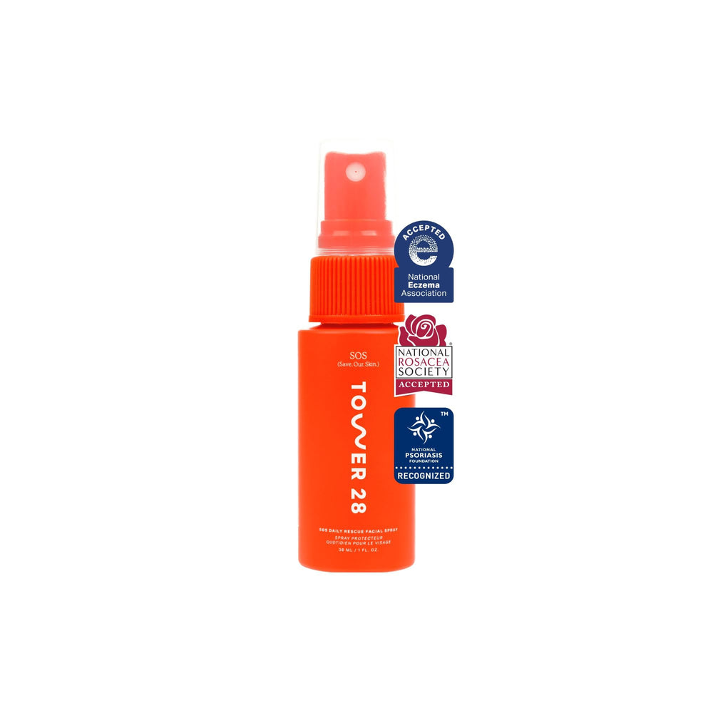 Tower 28 front packaging showing 1 oz bottle and clean design for travel convenience