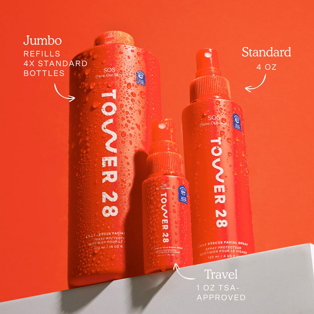 Tower 28 droplet on skin showing lightweight, non-sticky texture