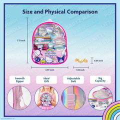 Townley Girl clear PVC pouch front with Hello Kitty print for visible, portable storage