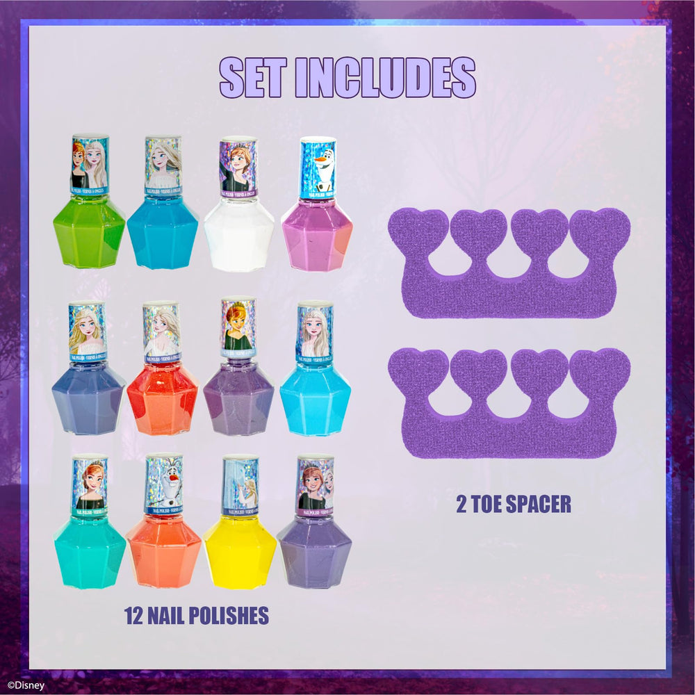 Townley Girl open kit layout displaying 12 solid polishes and two separators for variety