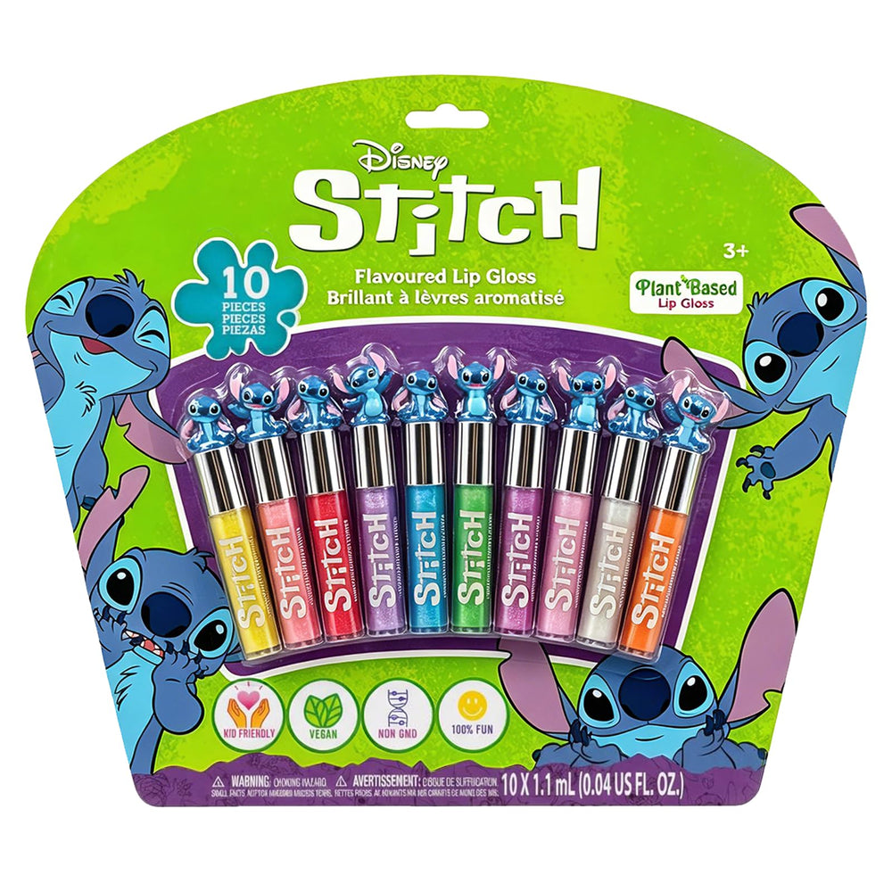 Townley Girl front packaging showing Disney Stitch and ten glosses for fun