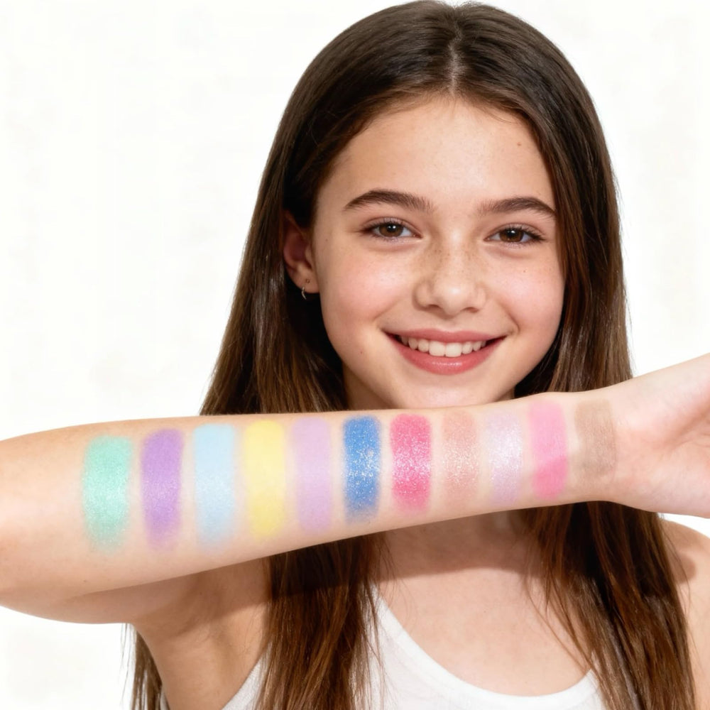 Townley Girl teen applying eyeshadow showing easy, playful application