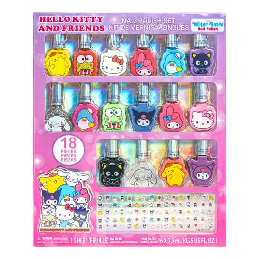 Townley Girl front packaging showing 16 colorful bottles and Hello Kitty theme, playful gift appeal