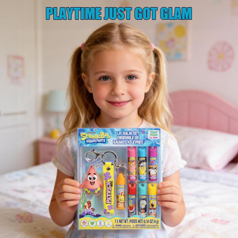 Townley Girl SpongeBob clipped inside backpack pocket for quick access on the go