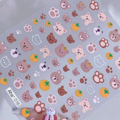 TPhaelay bear decal on an accent nail showing instant cute manicure upgrade